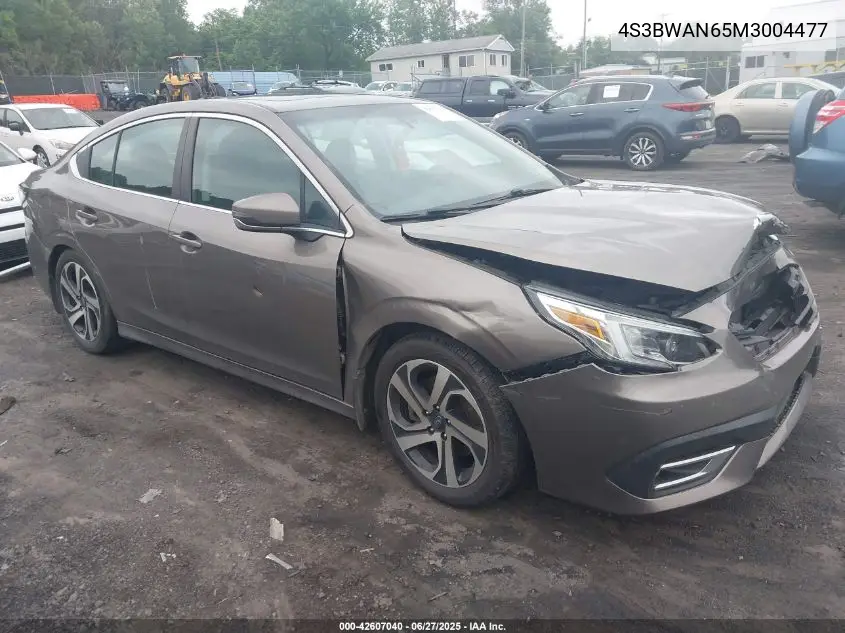 2021 Subaru Legacy Limited VIN: 4S3BWAN65M3004477 Lot: 42607040