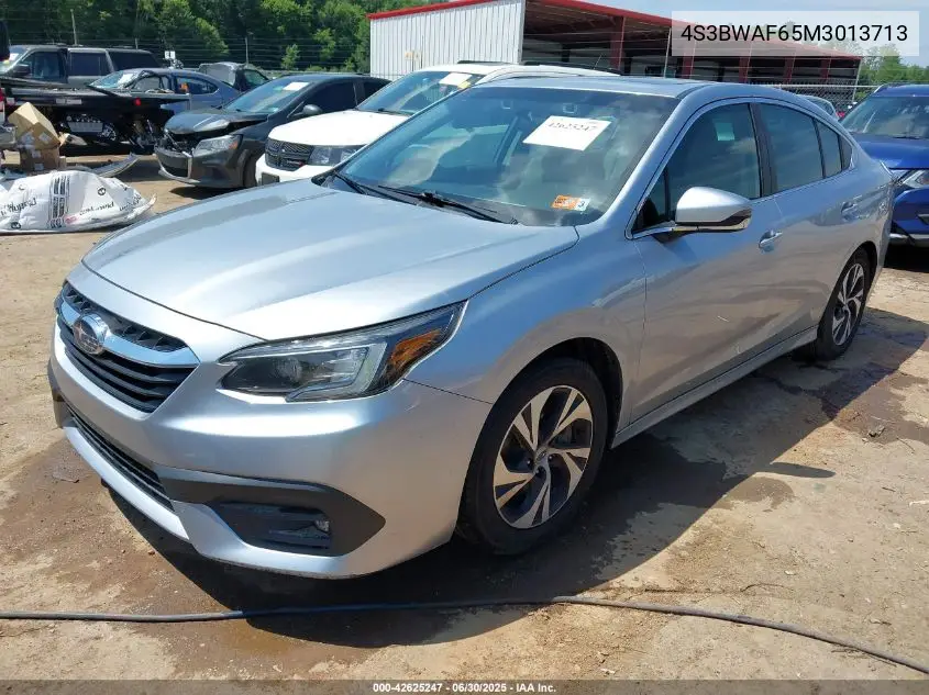2021 Subaru Legacy Premium VIN: 4S3BWAF65M3013713 Lot: 42625247