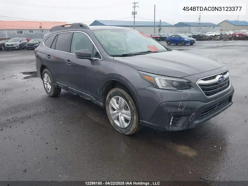 2022 Subaru Legacy Outback VIN: 4S4BTDAC0N3123377 Lot: 12298150