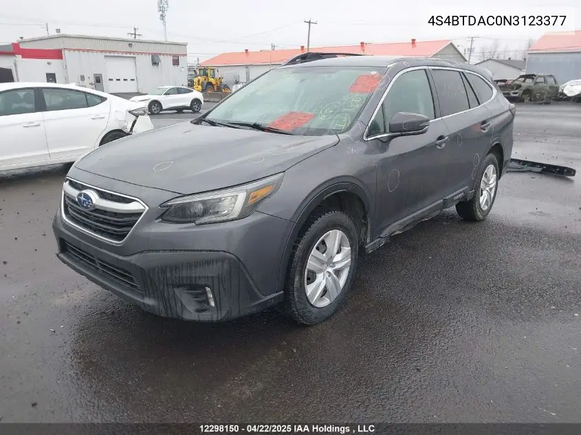 2022 Subaru Legacy Outback VIN: 4S4BTDAC0N3123377 Lot: 12298150