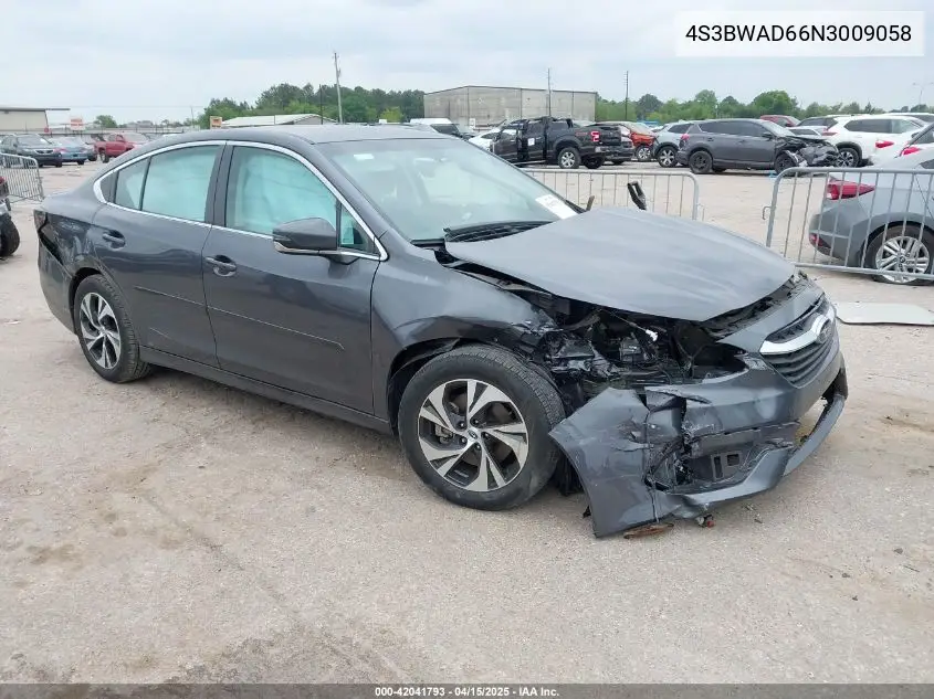 2022 Subaru Legacy Premium VIN: 4S3BWAD66N3009058 Lot: 42041793