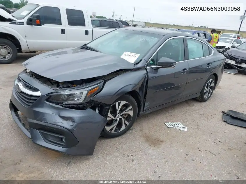 2022 Subaru Legacy Premium VIN: 4S3BWAD66N3009058 Lot: 42041793