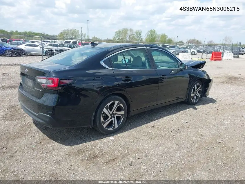 2022 Subaru Legacy Limited VIN: 4S3BWAN65N3006215 Lot: 42091526