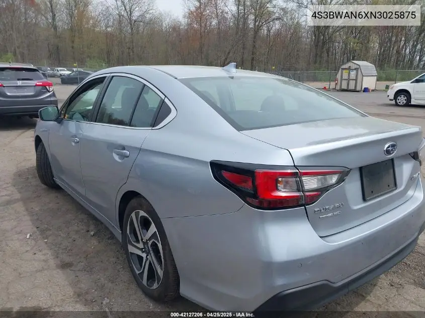 2022 Subaru Legacy Limited VIN: 4S3BWAN6XN3025875 Lot: 42127206