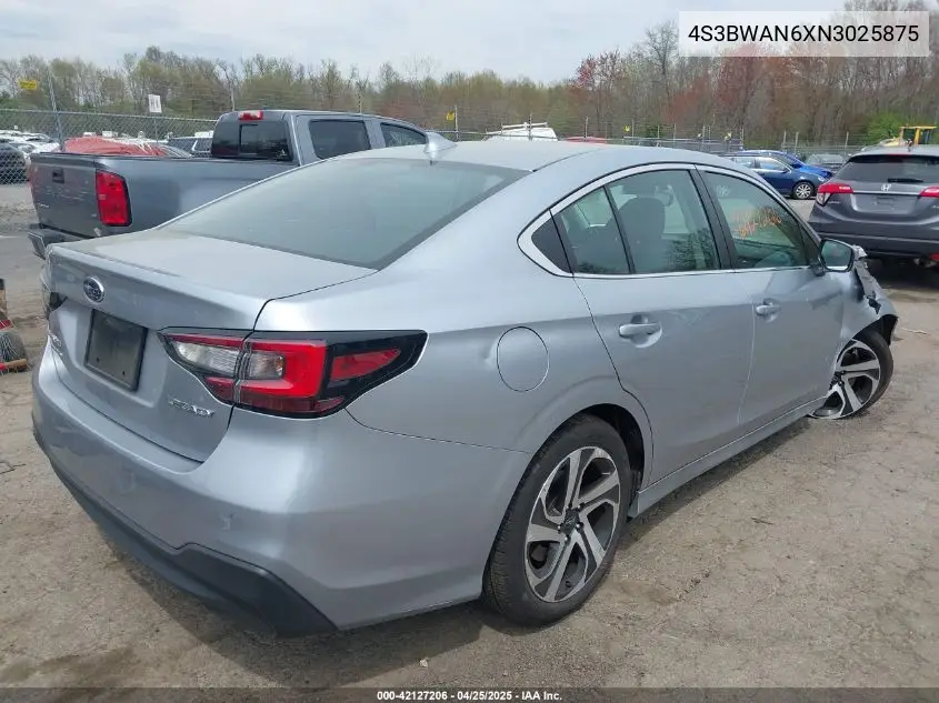 2022 Subaru Legacy Limited VIN: 4S3BWAN6XN3025875 Lot: 42127206