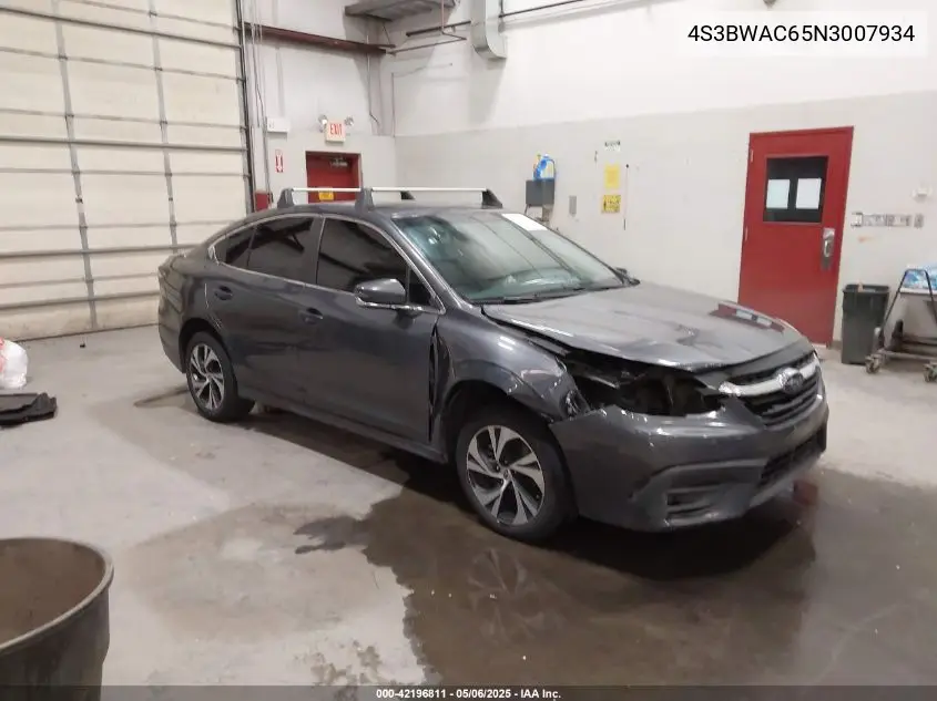 2022 Subaru Legacy Premium VIN: 4S3BWAC65N3007934 Lot: 42196811