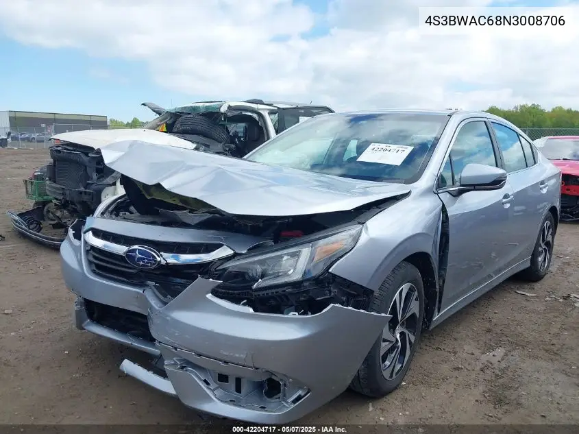 2022 Subaru Legacy Premium VIN: 4S3BWAC68N3008706 Lot: 42204717
