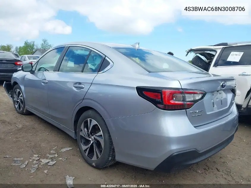 2022 Subaru Legacy Premium VIN: 4S3BWAC68N3008706 Lot: 42204717