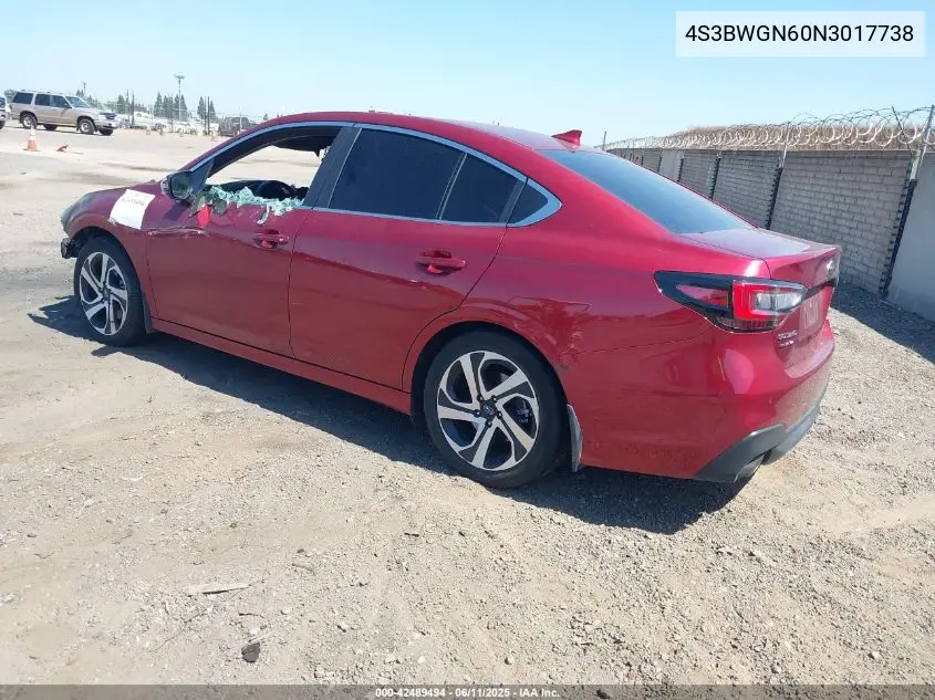 2022 Subaru Legacy Limited Xt VIN: 4S3BWGN60N3017738 Lot: 42489494