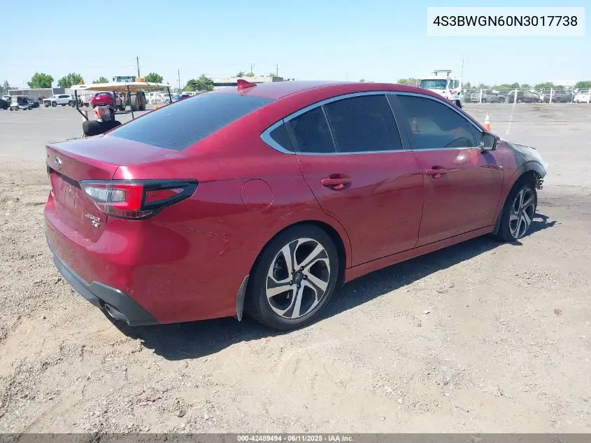 2022 Subaru Legacy Limited Xt VIN: 4S3BWGN60N3017738 Lot: 42489494