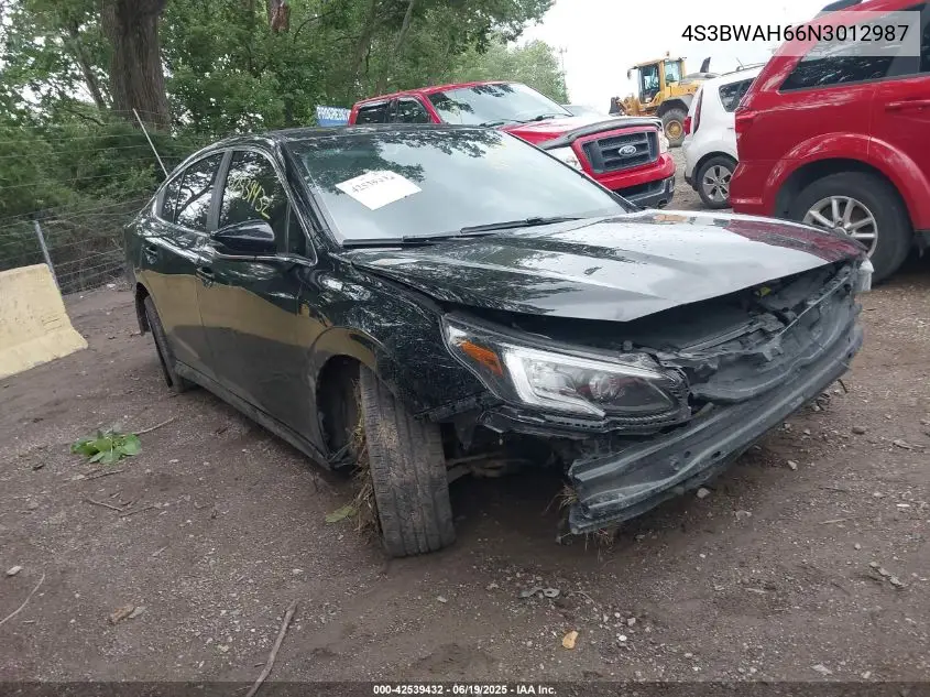 2022 Subaru Legacy Sport VIN: 4S3BWAH66N3012987 Lot: 42539432