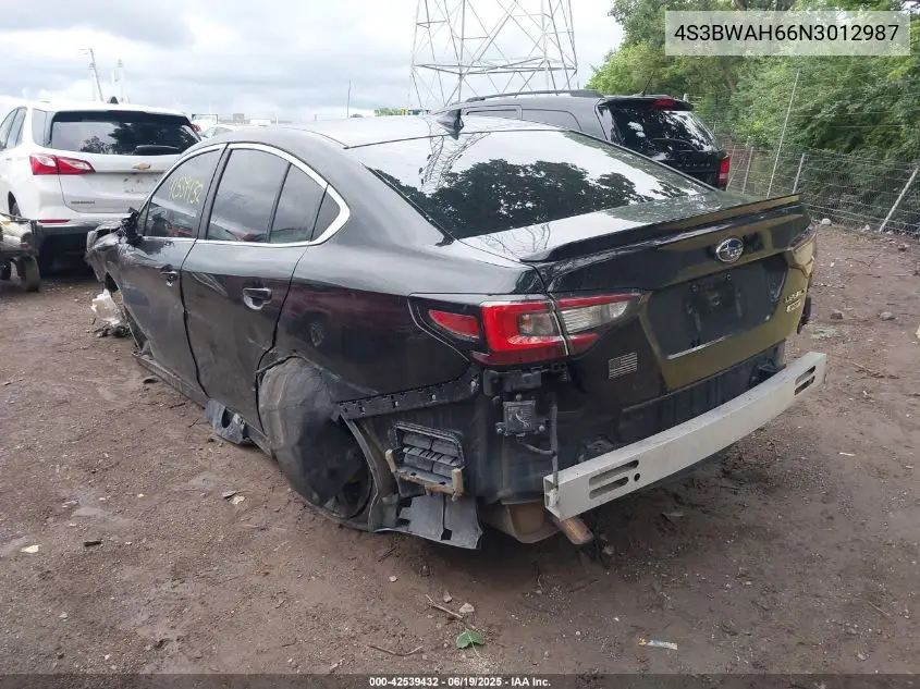 2022 Subaru Legacy Sport VIN: 4S3BWAH66N3012987 Lot: 42539432