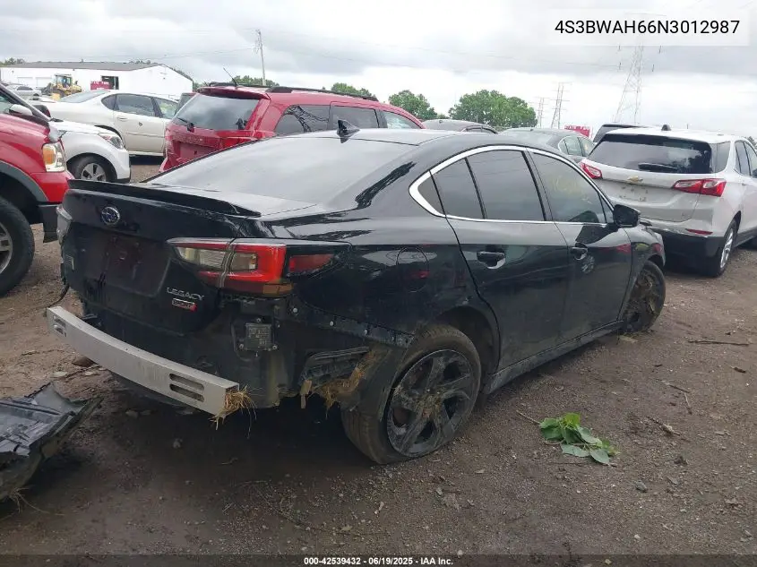 2022 Subaru Legacy Sport VIN: 4S3BWAH66N3012987 Lot: 42539432