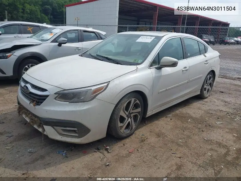 2022 Subaru Legacy Limited VIN: 4S3BWAN64N3011504 Lot: 42576536