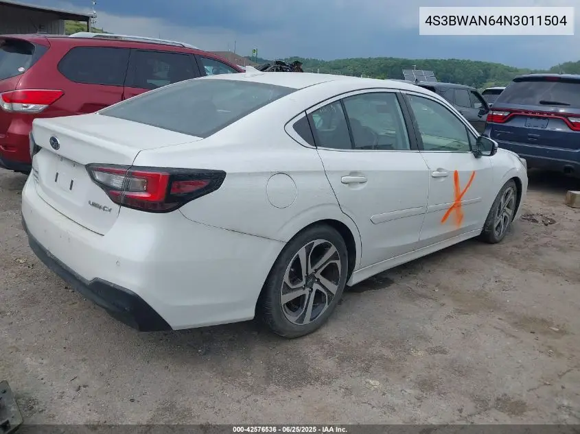 2022 Subaru Legacy Limited VIN: 4S3BWAN64N3011504 Lot: 42576536