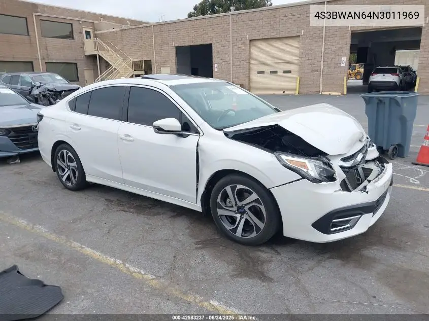 2022 Subaru Legacy Limited VIN: 4S3BWAN64N3011969 Lot: 42583237