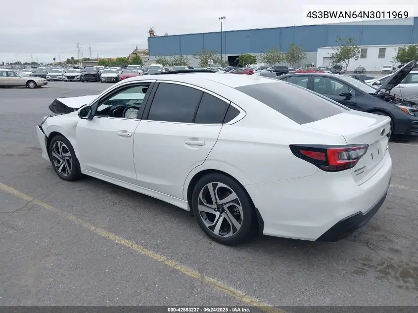2022 Subaru Legacy Limited VIN: 4S3BWAN64N3011969 Lot: 42583237