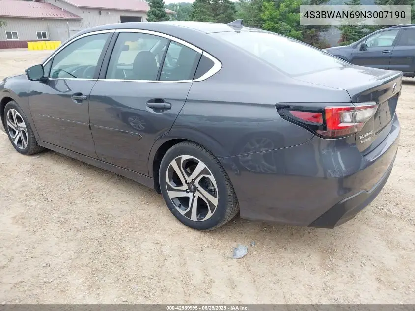 2022 Subaru Legacy Limited VIN: 4S3BWAN69N3007190 Lot: 42589995