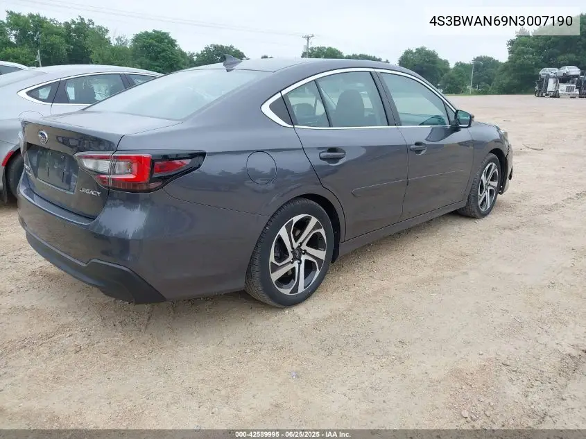 2022 Subaru Legacy Limited VIN: 4S3BWAN69N3007190 Lot: 42589995