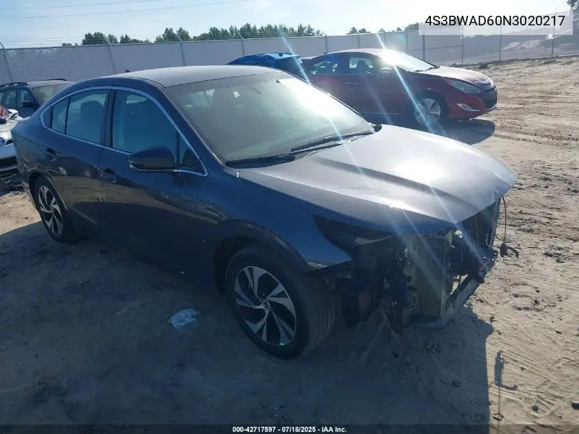 2022 Subaru Legacy Premium VIN: 4S3BWAD60N3020217 Lot: 42717597