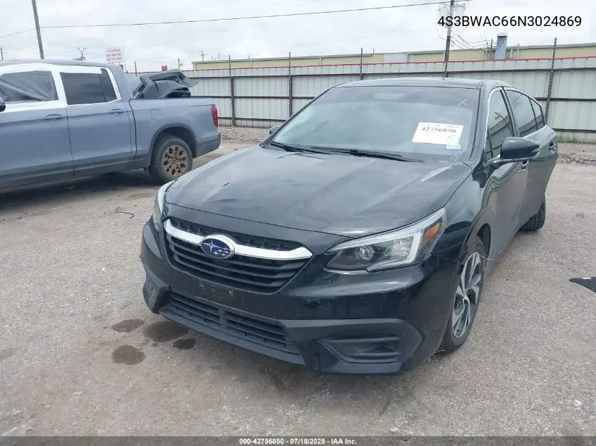 2022 Subaru Legacy Premium VIN: 4S3BWAC66N3024869 Lot: 42756850