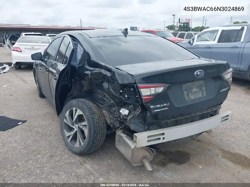2022 Subaru Legacy Premium VIN: 4S3BWAC66N3024869 Lot: 42756850