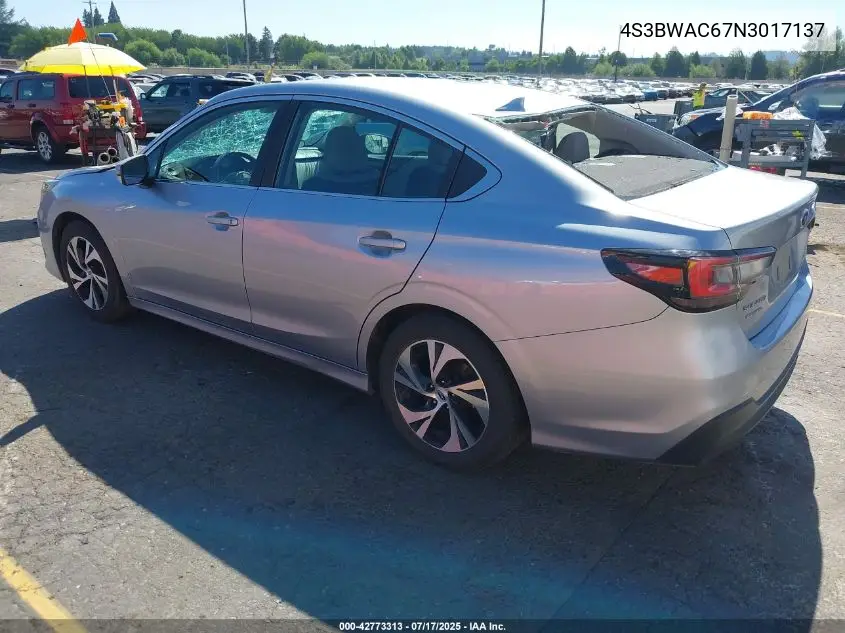 2022 Subaru Legacy Premium VIN: 4S3BWAC67N3017137 Lot: 42773313