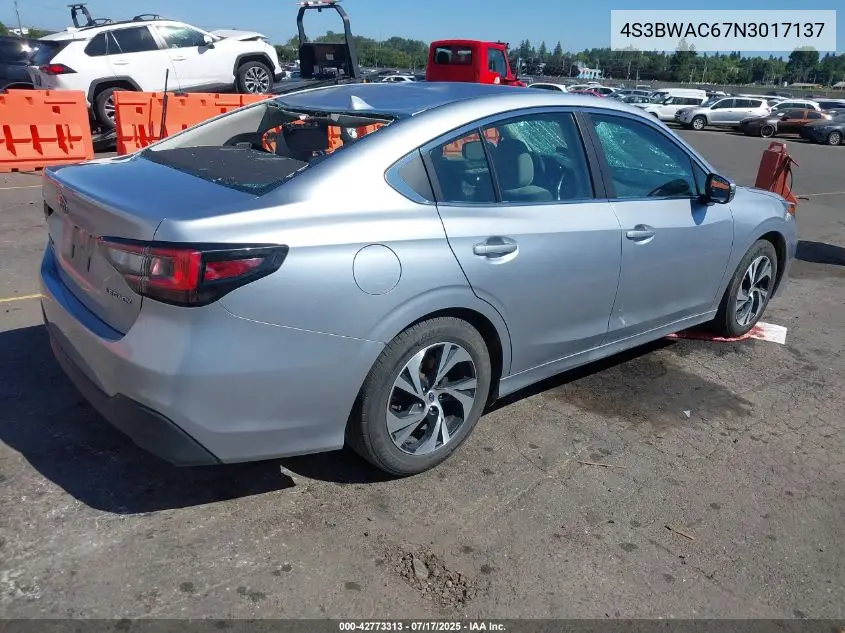 2022 Subaru Legacy Premium VIN: 4S3BWAC67N3017137 Lot: 42773313