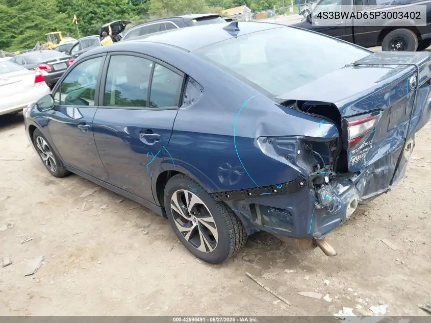 2023 Subaru Legacy Premium VIN: 4S3BWAD65P3003402 Lot: 42595491