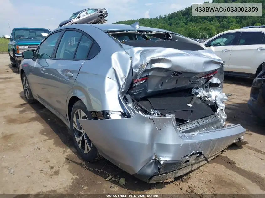 2025 Subaru Legacy Premium VIN: 4S3BWAC60S3002359 Lot: 42757561