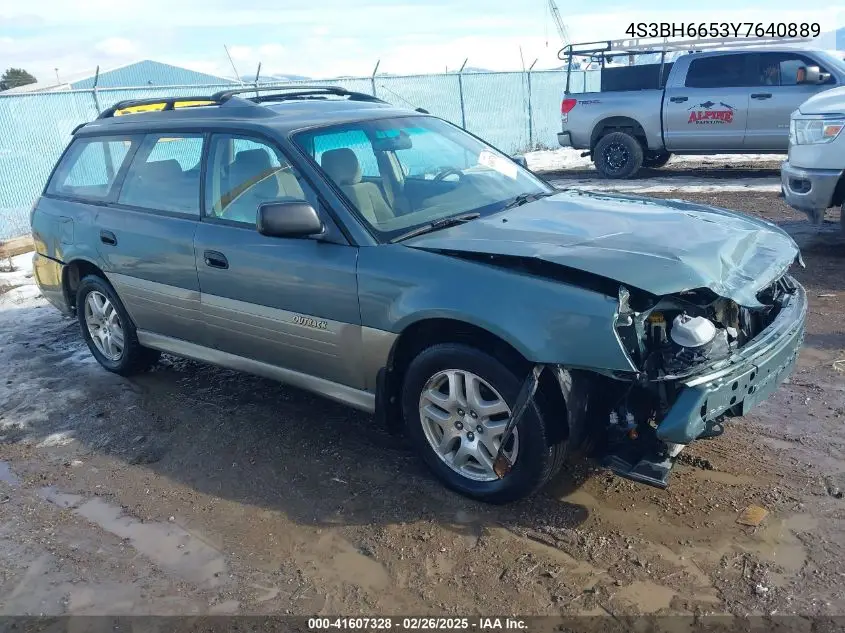 2000 Subaru Outback VIN: 4S3BH6653Y7640889 Lot: 41607328