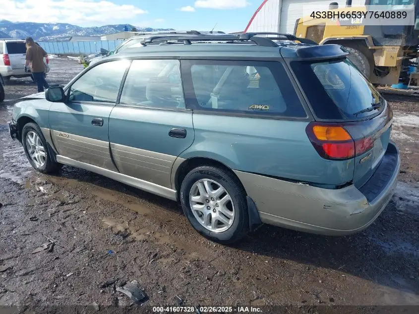 2000 Subaru Outback VIN: 4S3BH6653Y7640889 Lot: 41607328