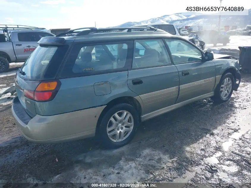 2000 Subaru Outback VIN: 4S3BH6653Y7640889 Lot: 41607328