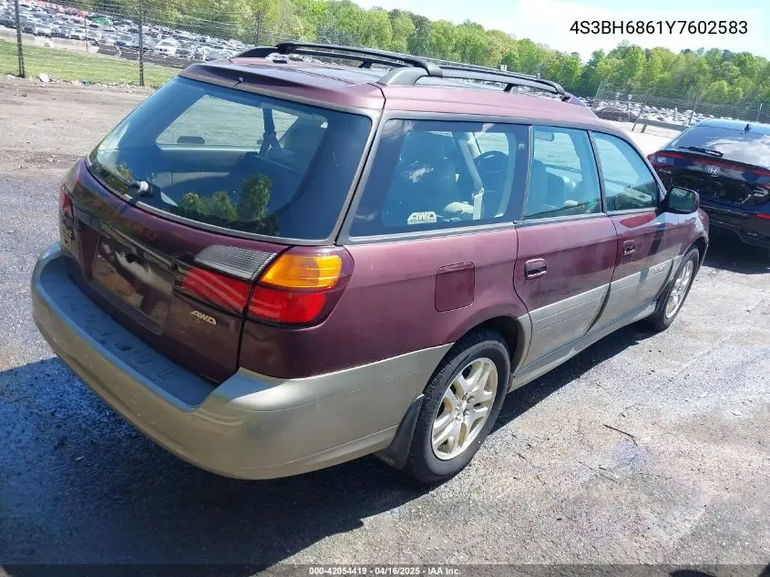 2000 Subaru Outback Limited VIN: 4S3BH6861Y7602583 Lot: 42054419