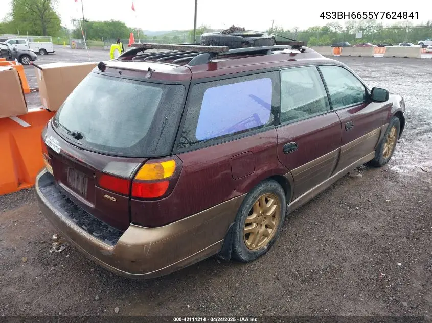 2000 Subaru Outback VIN: 4S3BH6655Y7624841 Lot: 42111214