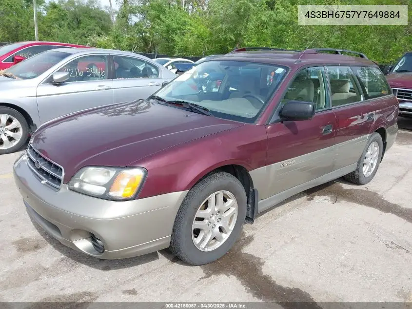 2000 Subaru Outback VIN: 4S3BH6757Y7649884 Lot: 42150057