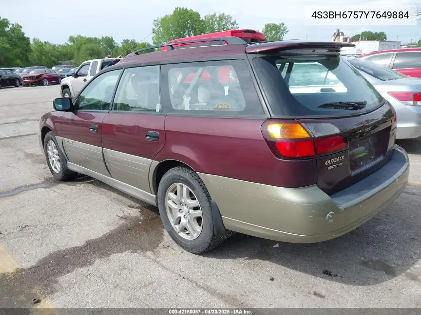 2000 Subaru Outback VIN: 4S3BH6757Y7649884 Lot: 42150057