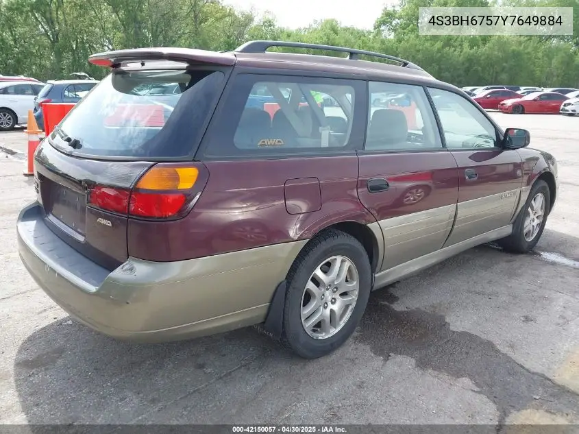 2000 Subaru Outback VIN: 4S3BH6757Y7649884 Lot: 42150057