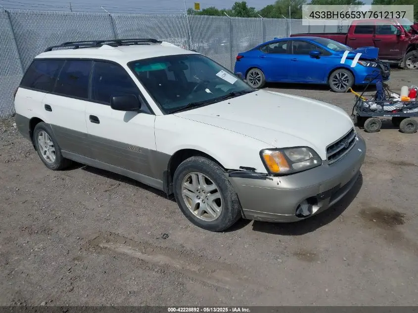 2000 Subaru Outback VIN: 4S3BH6653Y7612137 Lot: 42228892