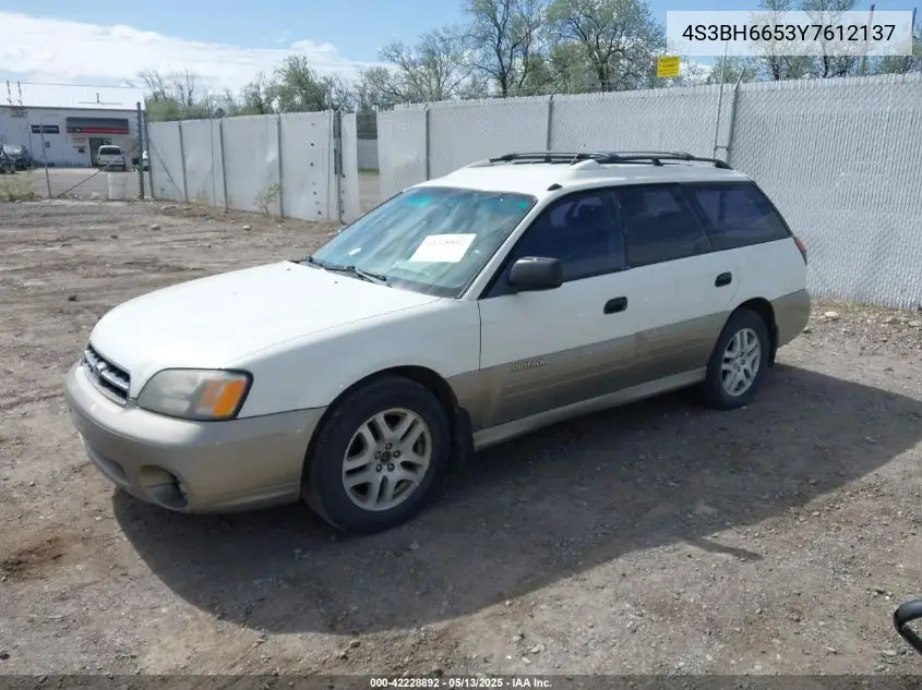 2000 Subaru Outback VIN: 4S3BH6653Y7612137 Lot: 42228892