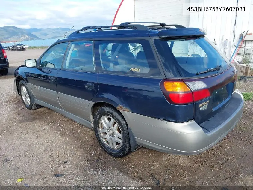 2000 Subaru Outback VIN: 4S3BH6758Y7607031 Lot: 42271212