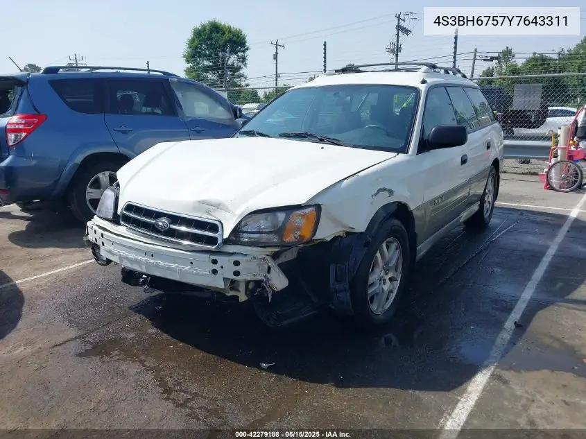 2000 Subaru Outback VIN: 4S3BH6757Y7643311 Lot: 42279188