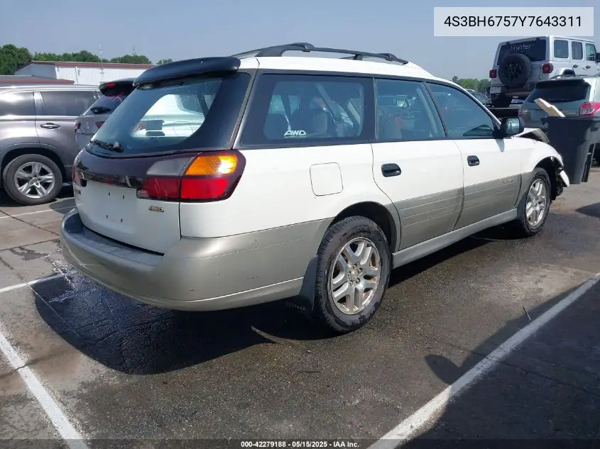 2000 Subaru Outback VIN: 4S3BH6757Y7643311 Lot: 42279188