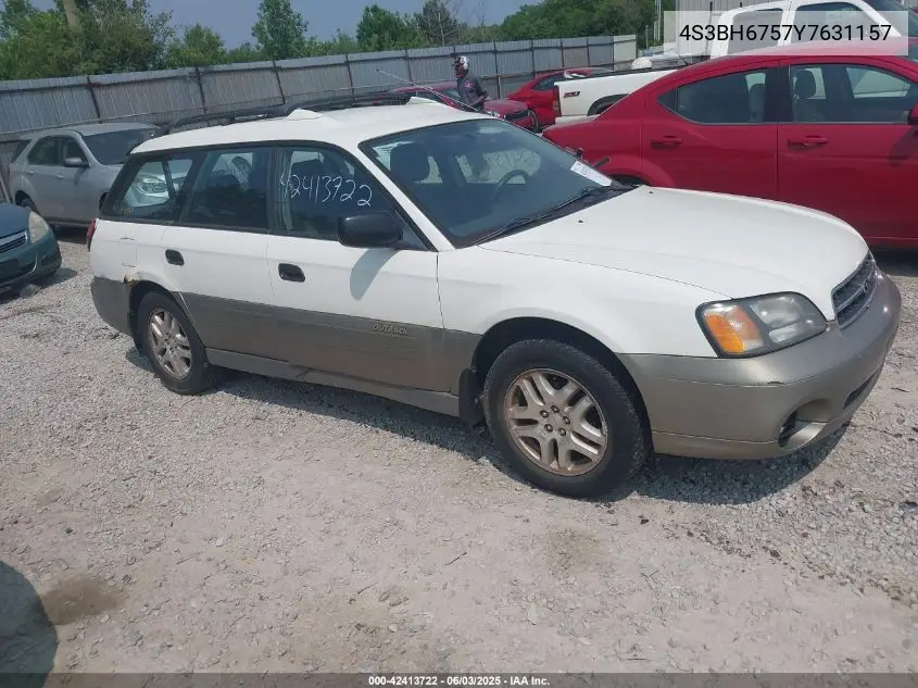 2000 Subaru Outback VIN: 4S3BH6757Y7631157 Lot: 42413722