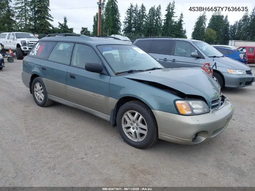 2000 Subaru Outback VIN: 4S3BH6657Y7636635 Lot: 42471631