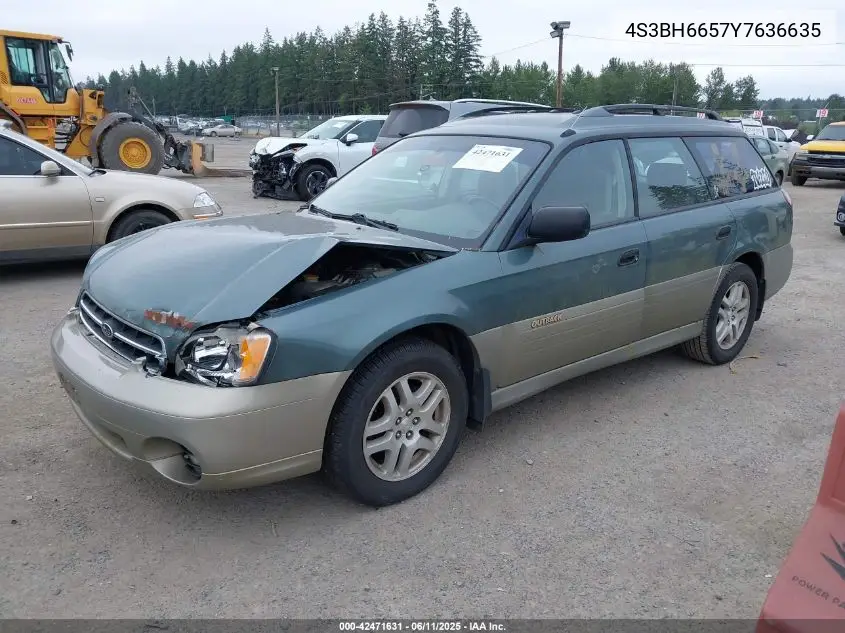 2000 Subaru Outback VIN: 4S3BH6657Y7636635 Lot: 42471631