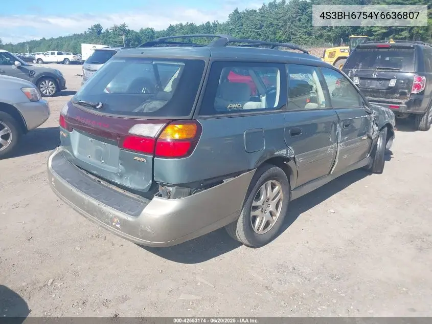 2000 Subaru Outback VIN: 4S3BH6754Y6636807 Lot: 42553174