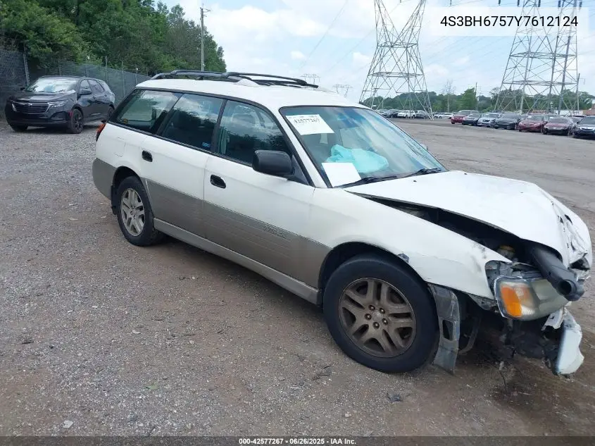 2000 Subaru Outback VIN: 4S3BH6757Y7612124 Lot: 42577267
