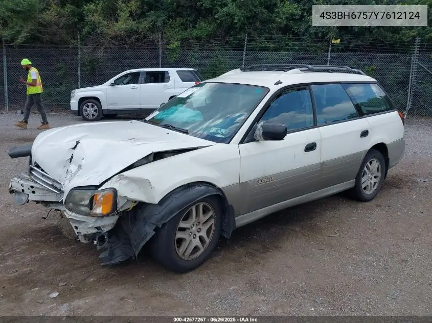 2000 Subaru Outback VIN: 4S3BH6757Y7612124 Lot: 42577267