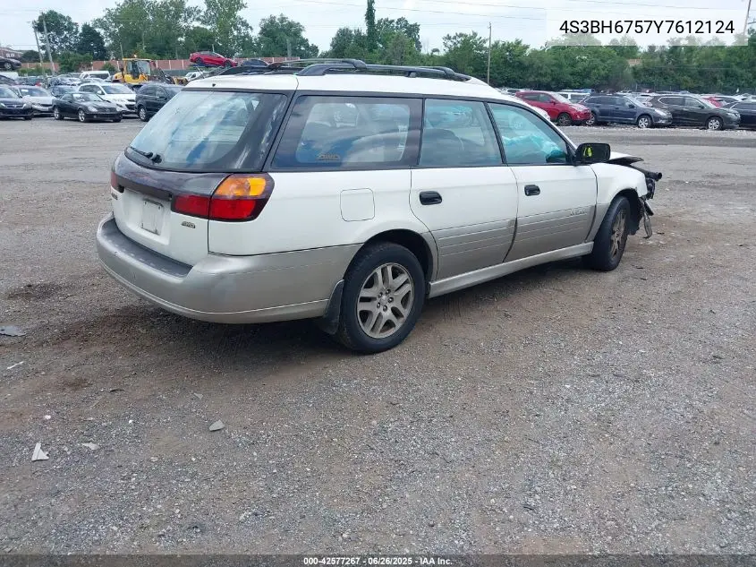 2000 Subaru Outback VIN: 4S3BH6757Y7612124 Lot: 42577267